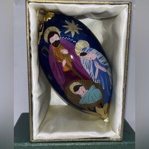 Ornament Pier 1 Li Bien Glass Teardrop Holy Family Nativity 2014 Christmas Box